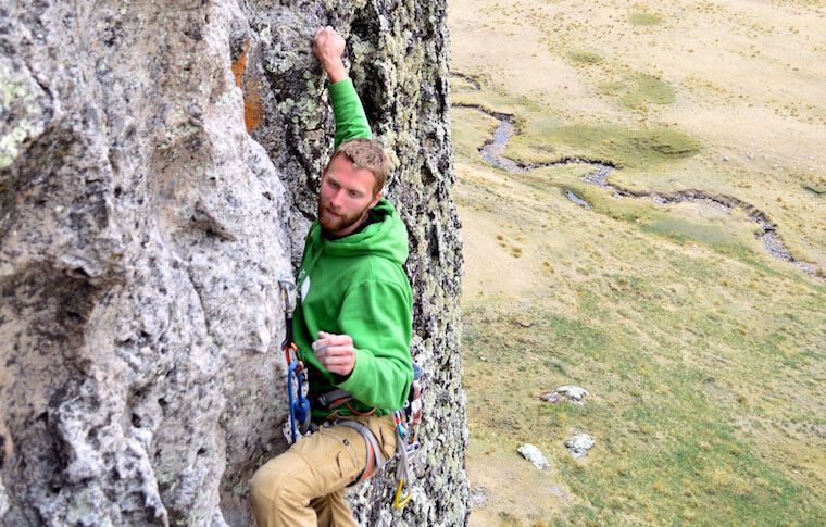 A man rock climbing